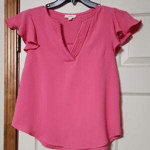 Mine Pink Ruffle Sleeve Blouse
